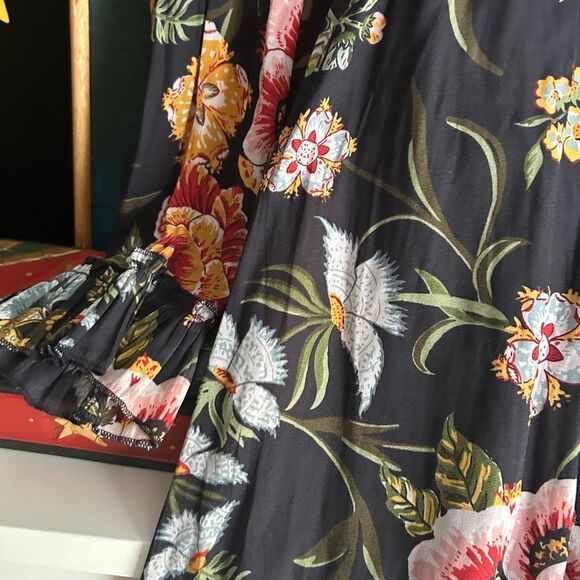 Twik by Simons Black Floral Long Sleeve Dress M - Picture 16 of 16